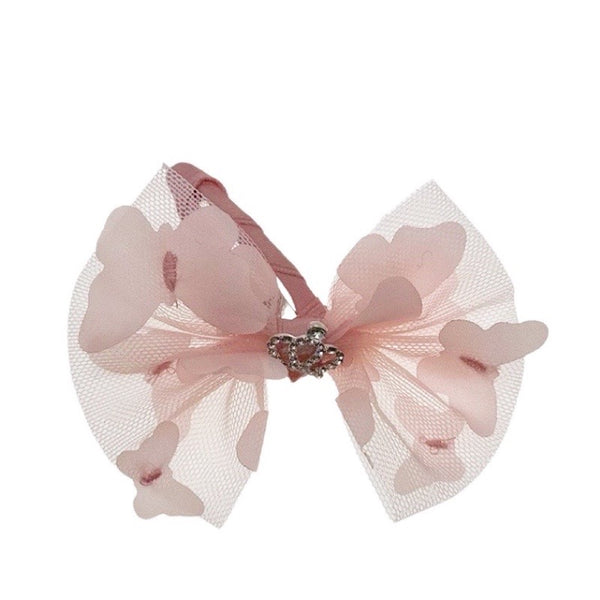 Sweet And Cute Pink Girly Heart Bow Crown Hair Clip