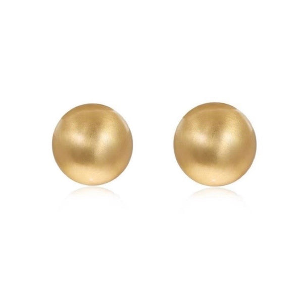 French Vintage Brushed Round Ball Stud Earrings