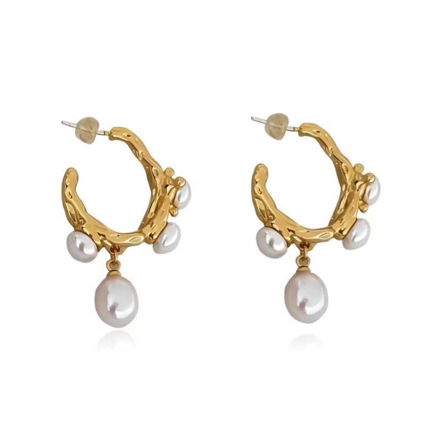 French Retro Romantic Old Money Style Pearl Earrings