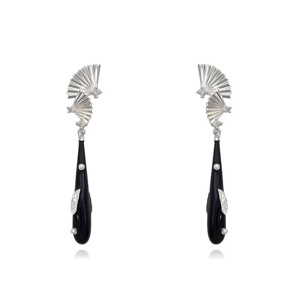 New Chinese Style Retro National Style Fan Fringe Earrings