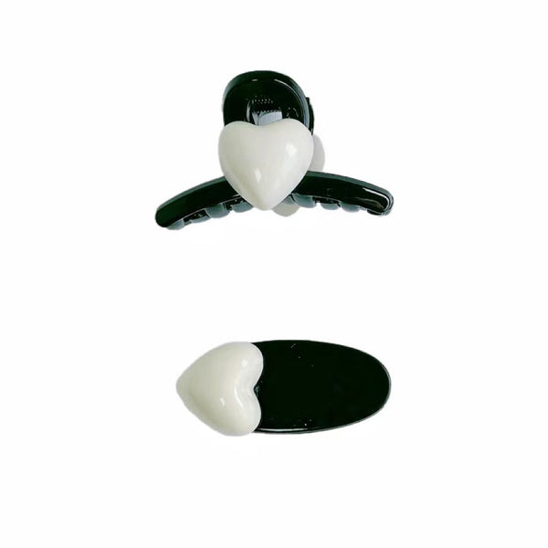 Black And White Heart Small Fragrance Hair Clips