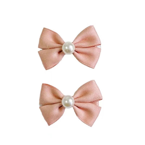 Sweet Temperament Pearl Bow Children's Hair Clips