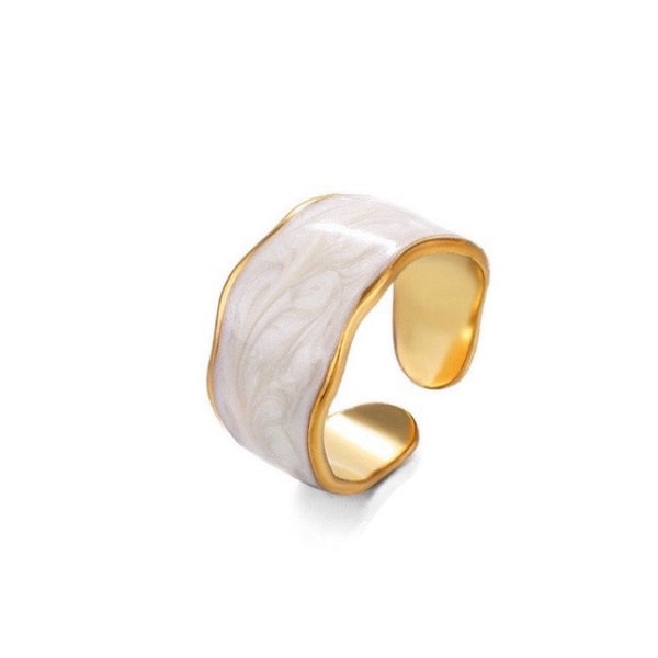 French Retro Fashion Simple White Enamel Ring